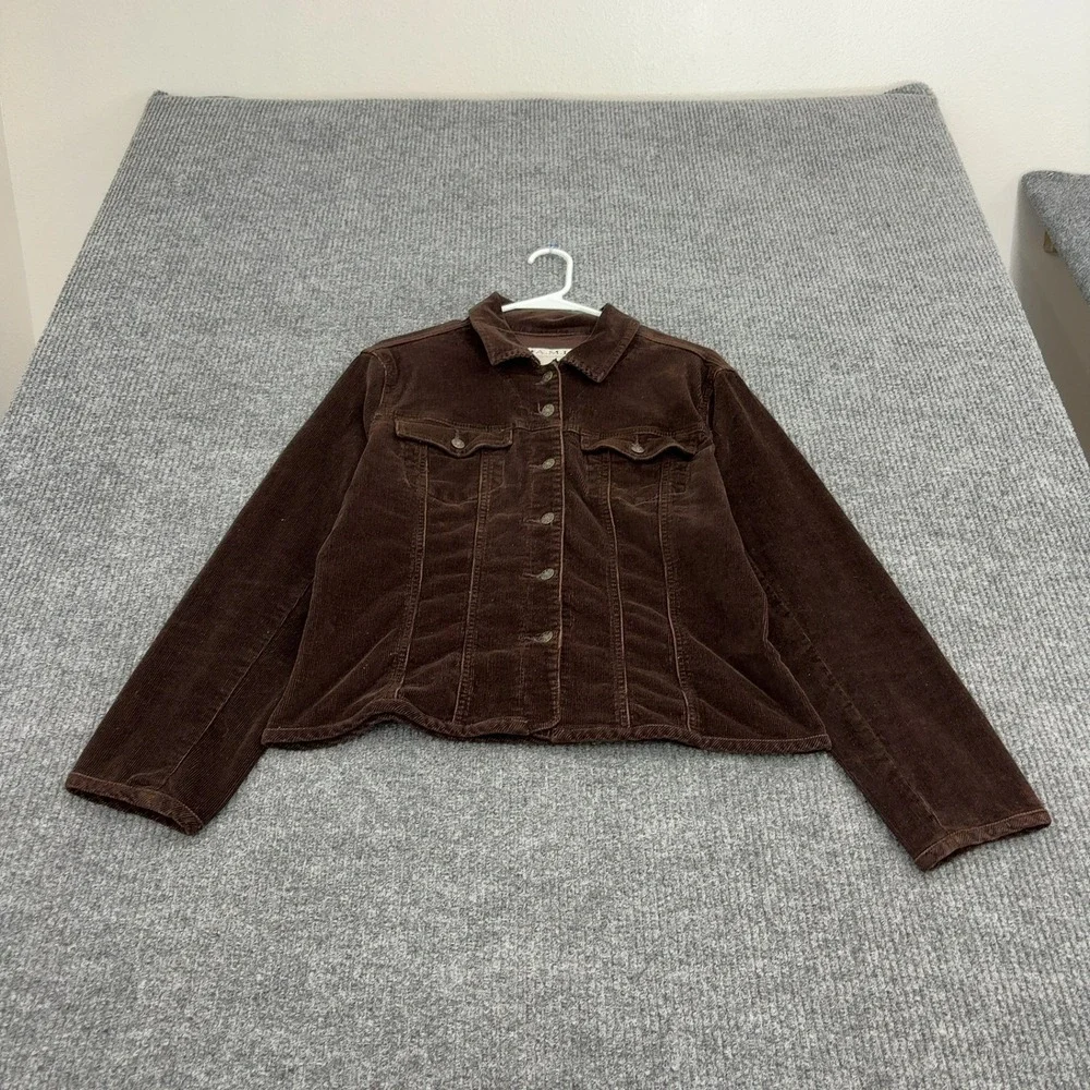 A.M.I. Jacket Womens L Brown Cotton Spandex‎ Corduroy Trucker Casual Style